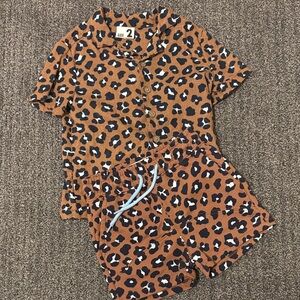 Toddler Leopard Print Brown Short Set
